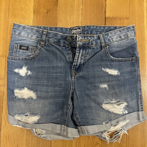 Superdry Jean shorts like new, dark blue with rips
