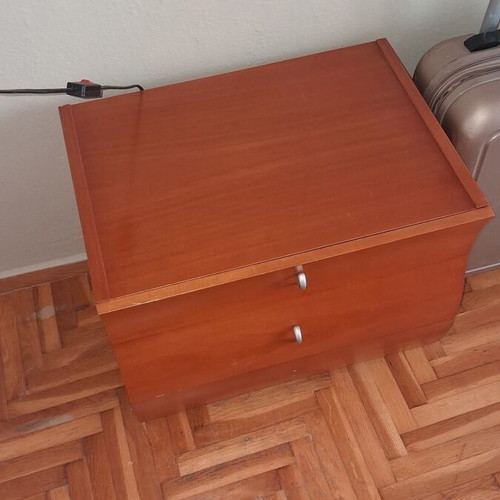 Bedroom furniture set: 2 nightstands and tall chest of drawers, cherry finish