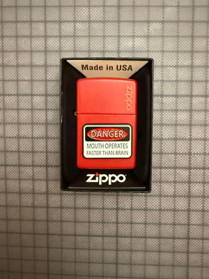 Zippo Think First Danger Mouth Operates Faster Than Brain αναπτήρας χειροποίητη διακόσμηση