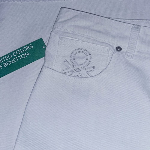 Benetton denim pants white XL 34 new, wide bell-bottom fit
