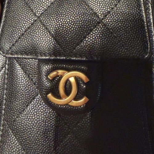 Chanel shoulder bag, black and gold
