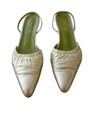 Kenzo gold leather heeled sandals used, size 40