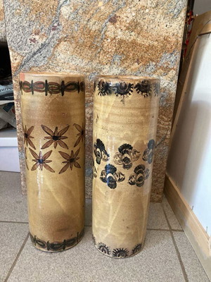 Ceramic handmade vases with painted decoration like new