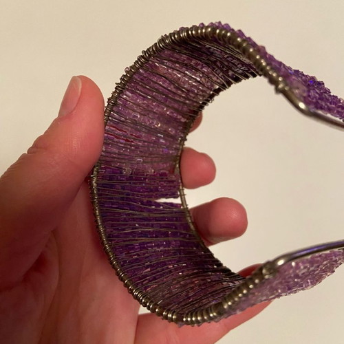 Bracelet handmade 90s with beads used, purple-lilac colors