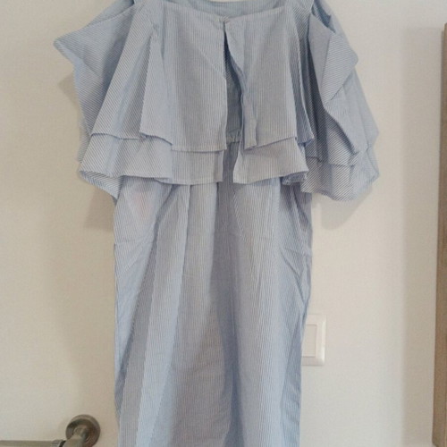 YAS cotton dress medium new, striped light blue shade