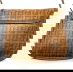 Fendi винтидж чанта тип кросбоди с класически 80-те мотиви употребявана, сива и бежова