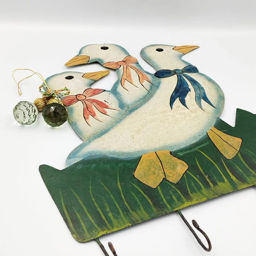 Vintage enameled hanger used, handmade