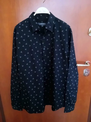 Marks and Spencer men's long-sleeve shirt black cotton new size L