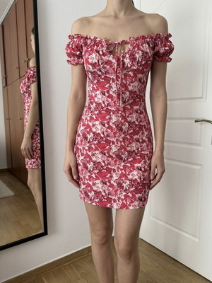 Floral dress Shein size S like new, pink and white