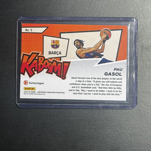 Pau Gasol Kaboom! #5 SSP Panini Contenders EuroLeague card like new