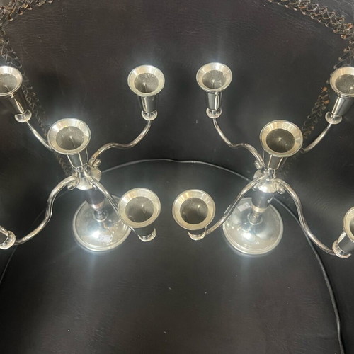 Candlestick set used, two pieces