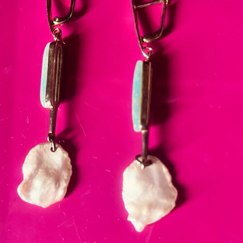 Jools silver earrings with pearl K Zant like new, 7cm length