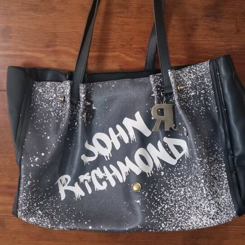 John Richmond shoulder bag like new, black with white letters