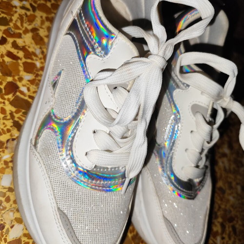 Women's athletic shoes size 37 white silver used