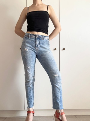 Skinny slim tapered distressed vintage jeans by Staff Jeans&Co used