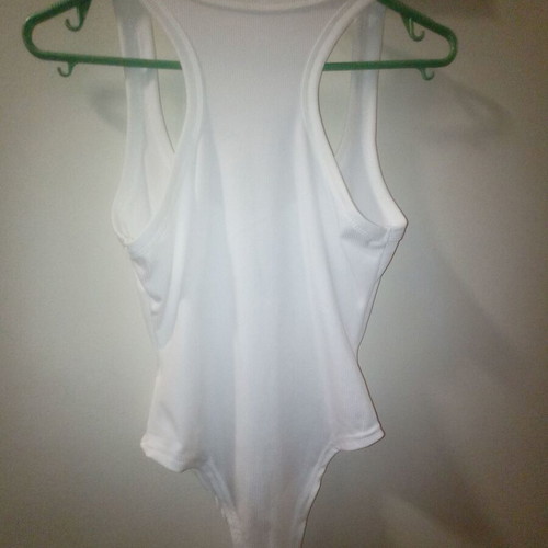 White ribbed bodysuit with racerback S like new
