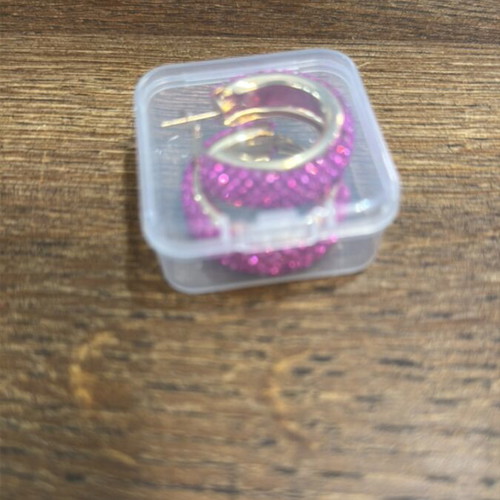 Earrings with zirconia new, purple fuchsia