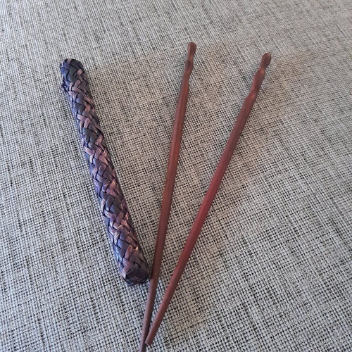 Handmade wooden chopsticks with woven bamboo case new