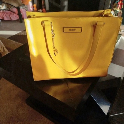 DKNY shoulder bag used, yellow leather