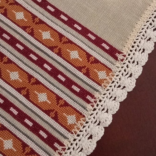 Handmade table runner like new with counted embroidery