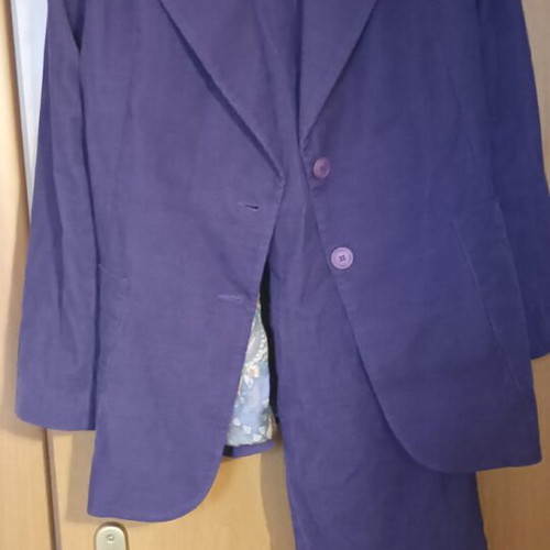 Vassia Kostara purple set with jacket and small pants like new