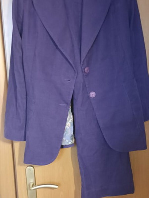 Vassia Kostara purple set with jacket and small pants like new