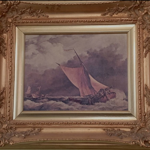 Painting The Ship Fighting the Waves like new, Edward William Cooke