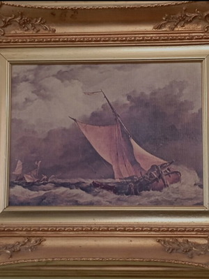 Painting The Ship Fighting the Waves like new, Edward William Cooke
