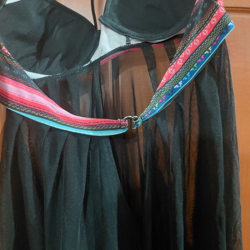 Black beach dress caftan with built-in padded bikini top used