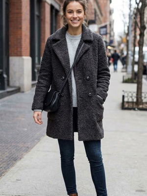 Capelli γυναικείο μπουκλέ ημίπαλτο σε μαύρο, μέγεθος M/L