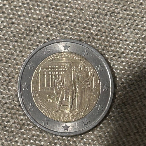 Austrian 2 euro collectible 2016-200 years National Bank used
