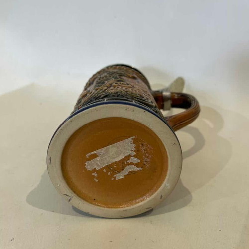 Gerz German beer stein used with embossed designs and pewter lid