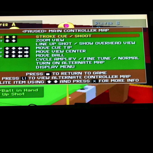 Virtual Pool PS1 game, sports billiards simulation