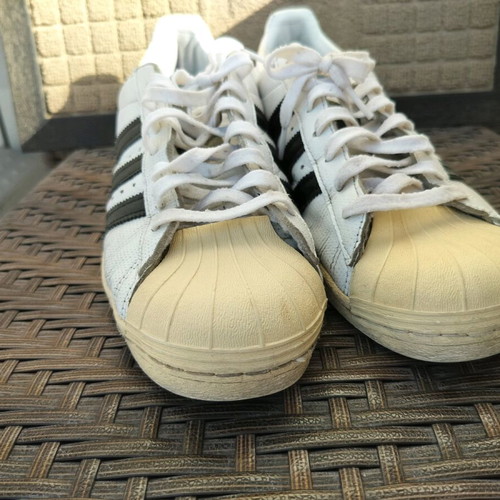 Adidas originals leather vintage sneakers used, size 43.5, black and white