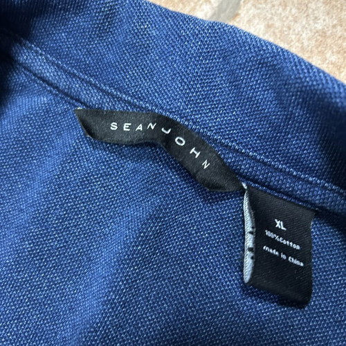 Sean John Vintage Snake Collar Polo Shirt Mens XL Blue like new
