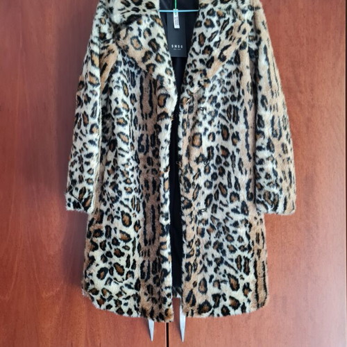 Mango faux fur coat, small, beige and brown