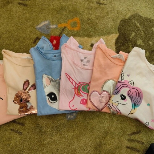 H&M set of 6 girls' short-sleeve tops like new, pastel colors, age 8-10