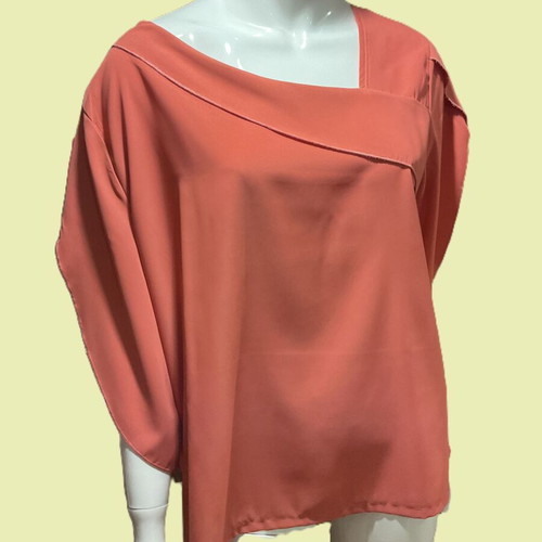 Women's blouse XL, coral color, airy fabric, unique cut