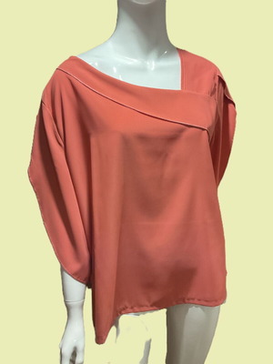 Women's blouse XL, coral color, airy fabric, unique cut