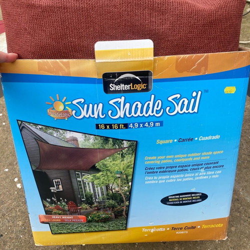 Sun Shade Sail Canopy like new, 4.9x4.9 meters, terracotta