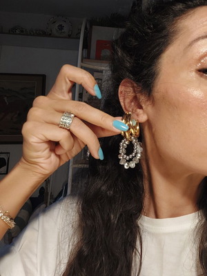 Beaded hoop earrings like new, colorful, lightweight summer style
