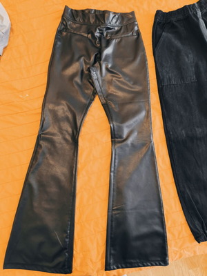 Zara leather bell-bottom pants like new, black, size 146 cm, girls 11-12 years
