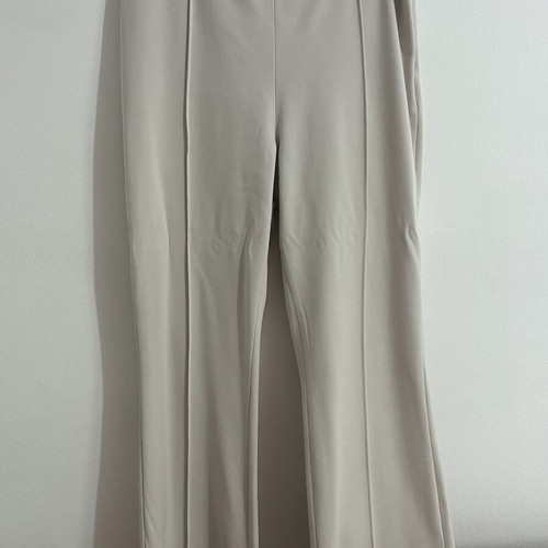 H&M Light Beige Flared Crease-Front Trousers, Size EUR 44 / US 12