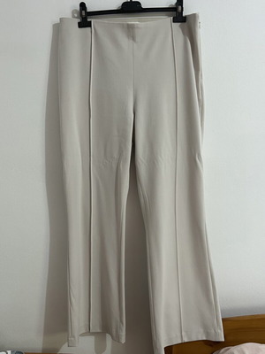 H&M Light Beige Flared Crease-Front Trousers, Size EUR 44 / US 12