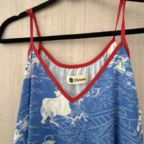 Tati dress Karavan used, one size, white and blue
