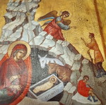 Χειροποίητη ορθόδοξη εικόνα της Γεννήσεως του Χριστού σε ξύλο