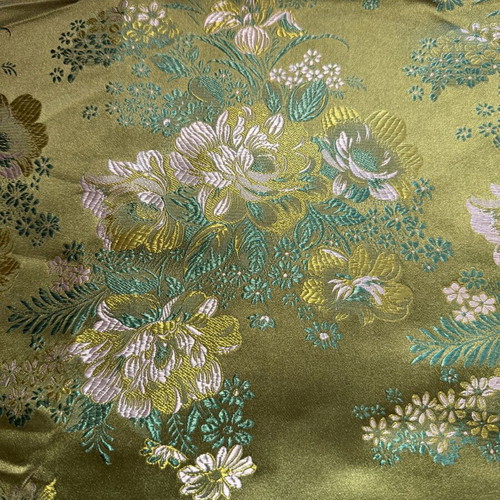 Green synthetic silk fabric for liturgical vestments, new, 9m x 0.78m