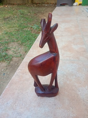Vintage wooden antelope figurine, 25 cm