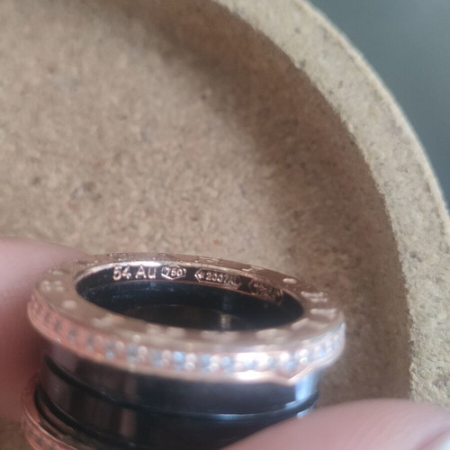 Ring made of steel with 750 gold plating, pink gold