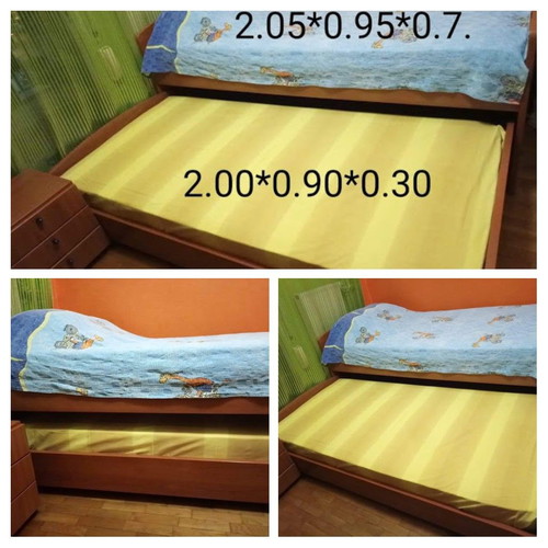 Children's and Teen Bedroom Set used with two beds, nightstand, wardrobe, drawers, desk-bookshelf
